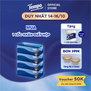[MUA 1 LỐC TẶNG 1 CUỘN GVS 4 LỚP PRESTIGE] Khăn Giấy Hộp Rút Cao Cấp Tempo - 4 Lớp Bền Dai, Thương hiệu Đức