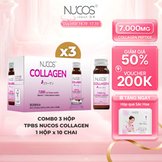 [3 Hộp] TPBS Nước Uống Collagen Nucos 7000 Hỗ trợ Làm Đẹp da [3Hộp x 10c x 30ml]