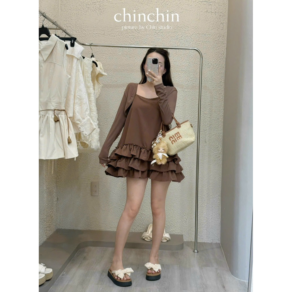 Set Váy 2s BBD Bèo Gấu Kèm Cadigan CHIN • Melanie Studio