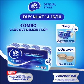 [MUA 2 LỐC GVS DELUXE TẶNG 3 CUỘN + 1 MÓC KHÓA] Giấy vệ sinh cao cấp Vinda Deluxe 3 lớp (8 Cuộn)