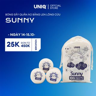 Bóng sấy quần áo len lông cừu UNIQ Sunny banh giúp khô nhanh tiết kiệm điện chống nhăn thơm quần áo cho máy sấy giặt