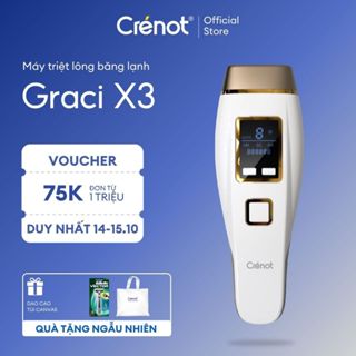 Máy triệt lông mini vĩnh viễn Crenot Graci X3 tẩy lông lạnh bikini vùng kín nữ may triet long cam tay IPL tại nhà