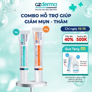 Combo Hỗ Trợ Giúp Giảm Mụn, Thâm Azderma Zincerra Acne Gel 15g ,Azera Lighten Gel 20g
