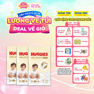 Bỉm/Tã quần Huggies Skin Perfect Mega Jumbo M98+4/ L88+4/XL72+4/XXL64+4 với 2 vùng thấm giảm kích ứng da _Mochica