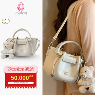 [15/10 VOUCHER 50K ĐƠN 0Đ] Túi Xách Nữ Túi Chio'2nd Nhún Miệng Đeo Chéo Nữ Thời Trang Kèm Gấu Cute Size 18
