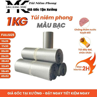 [1kg] Túi Gói Hàng Niêm Phong Xám Bạc, Túi Gói Hàng Niêm Phong Minh Khang, Siêu Dai, Siêu Dính