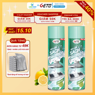 Bình xịt tẩy dầu mỡ nhà bếp Geto hương chanh 500ml, Lau sạch vết bẩn trên tường, máy hút mùi