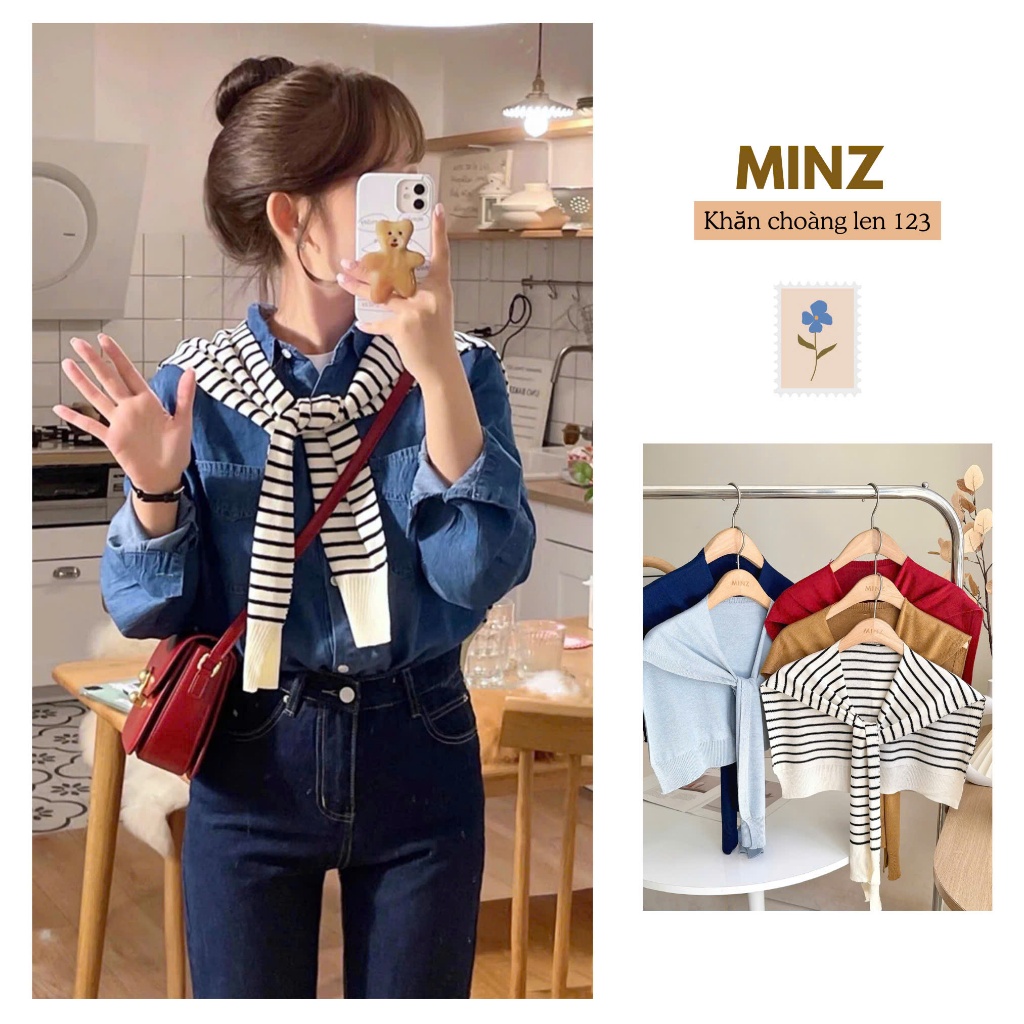 Khăn Choàng Len MINZ STORE Mã 123, Thiết Kế Hàn Quốc Phong Cách Dạo Phố