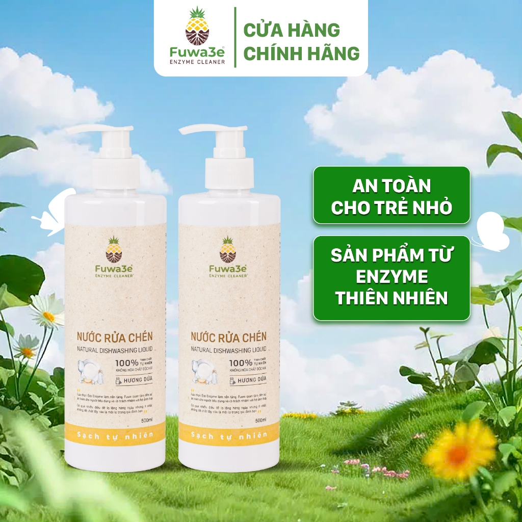  Nước Rửa Chén Tự Nhiên Fuwa3e 500ml Combo 2 Chai 