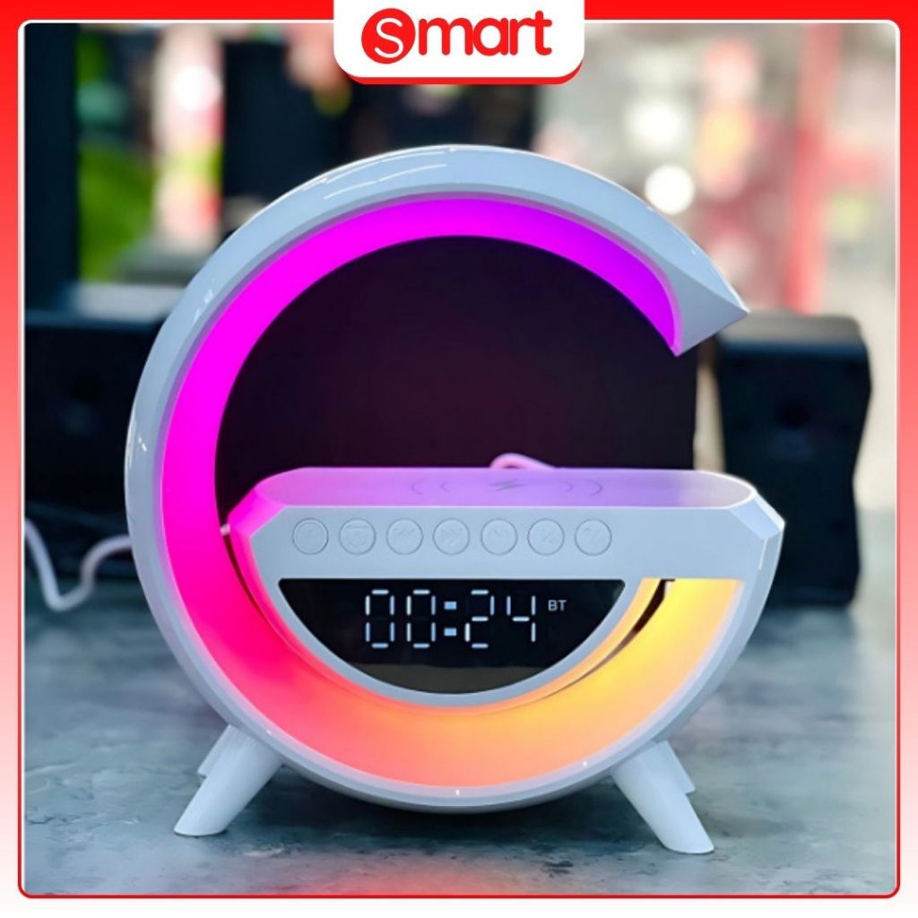 S-Mart Loa Bluetooth 4in1 BT3401 Đèn thông minh có đồng hồ đèn RGB đa chức năng sạc không dây