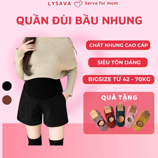  Quần đùi bầu chất nhung trơn cao cấp mềm mịn có chun co dãn thoải mái mặc đi chơi đi tiệc QD4 