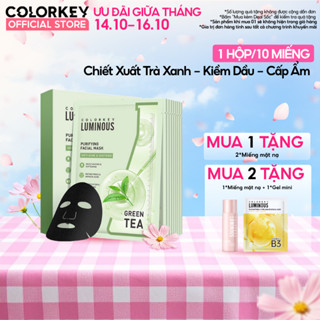Mặt Nạ Trà Xanh 1 Hộp 10 Miếng Mặt Nạ Giấy COLORKEY LUMINOUS BHA Hỗ Trợ Giảm Dầu Mụn 25ml/miếng