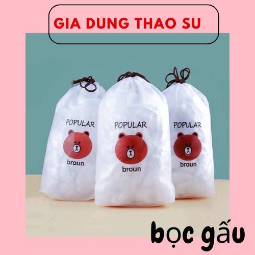 Màng bọc thực phẩm co giãn siêu dai có chun hình túi gấu set 100 chiếc