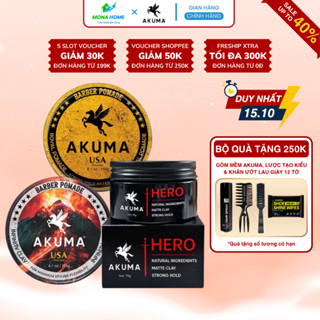 Combo Sáp vuốt tóc nam, Gôm xịt tóc AKUMA Chính Hãng, Keo khô vuốt tạo kiểu mềm nữ giữ nếp tóc 12h