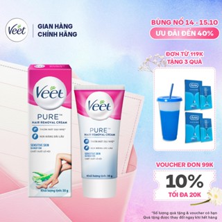 [MỚI] Kem tẩy lông Veet Pure cho da nhạy cảm 50g, công thức Pure cải tiến