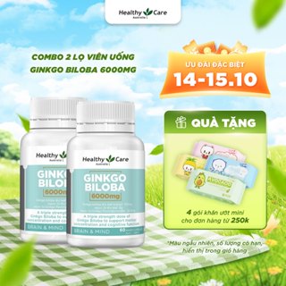 Combo Viên Uống Bổ Não Healthy Care Ginkgo Biloba 6000mg Cải Thiện Trí Nhớ 60 Viên