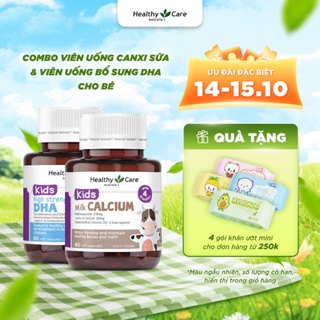 Combo Viên Uống Canxi Sữa Healthy Care Kids Milk Calcium 60 Viên & Viên Uống Bổ Sung Dưỡng Chất Healthy Care DHA 60 Viên