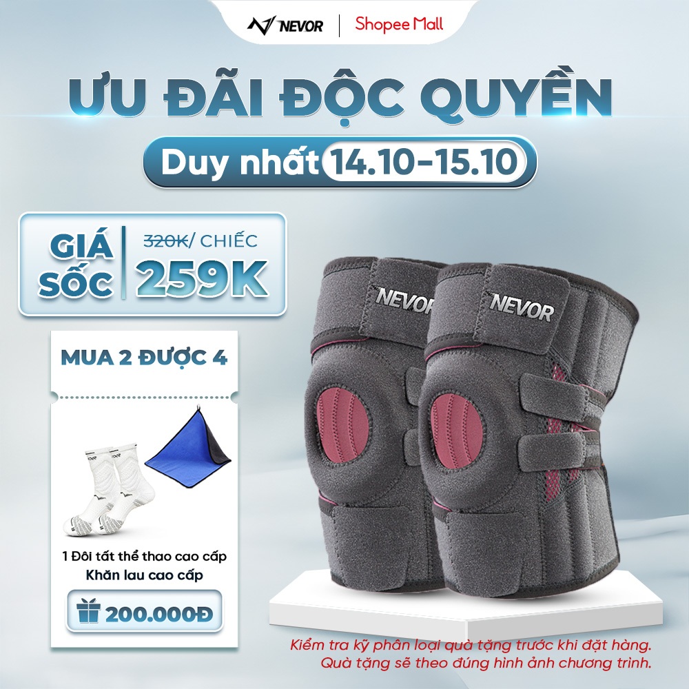 Bó Gối Thể Thao Cao Cấp Nevor BG12 Hỗ Trợ Bảo Vệ Dây Chằng, Phục Hồi Chấn Thương Khi Đá Bóng, Pickleball