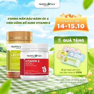 Combo Mầm Đậu Nành Healthy Care Lecithin 1200mg 100 Viên Và Viên Uống Bổ Sung Vitamin E 500IU 200 Viên