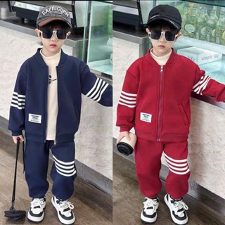  Set Bộ Nỉ Thể Thao Phối Viền Phong Cách Khỏe Mạnh Dành Cho Bé Trai - Bé Gái 9-42kg Chất Nỉ Dày Dặn Ấm Áp 