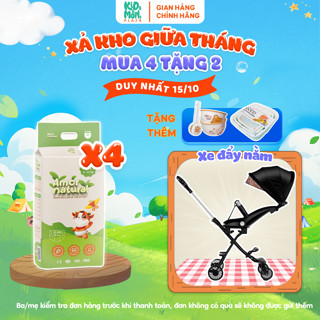 (4A) [TẶNG XE ĐẨY NẰM CÓ MÁI CHE] COMBO 4 BỊCH tã/bỉm quần/dán Amor Natural mỏng thoáng, thấm tốt size NB tới 4XL
