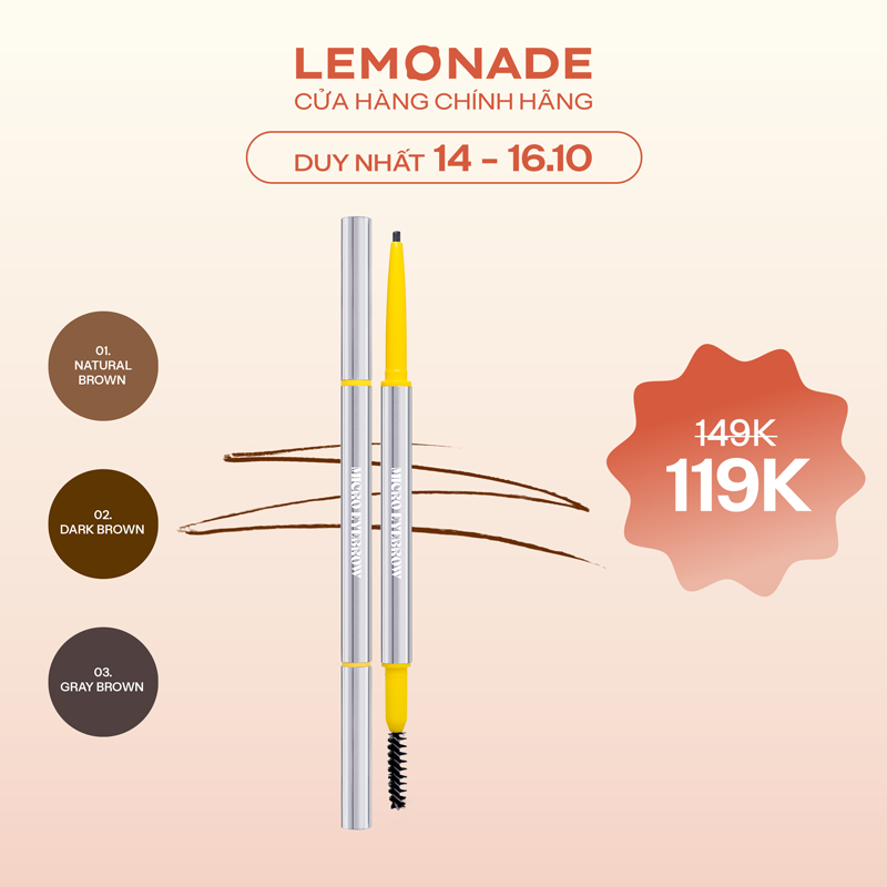 Chì kẻ mày siêu mảnh lâu trôi Lemonade Micro Eyebrow 0,1g