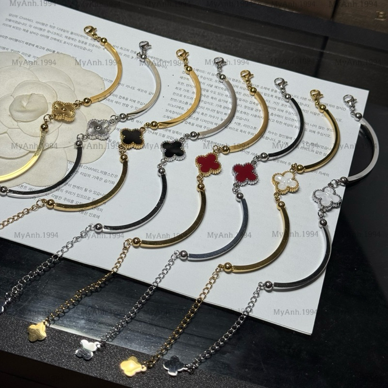 Lắc tay cỏ 4 lá may mắn 13mm kiểu dáng đơn giản xinh xắn mã VT19