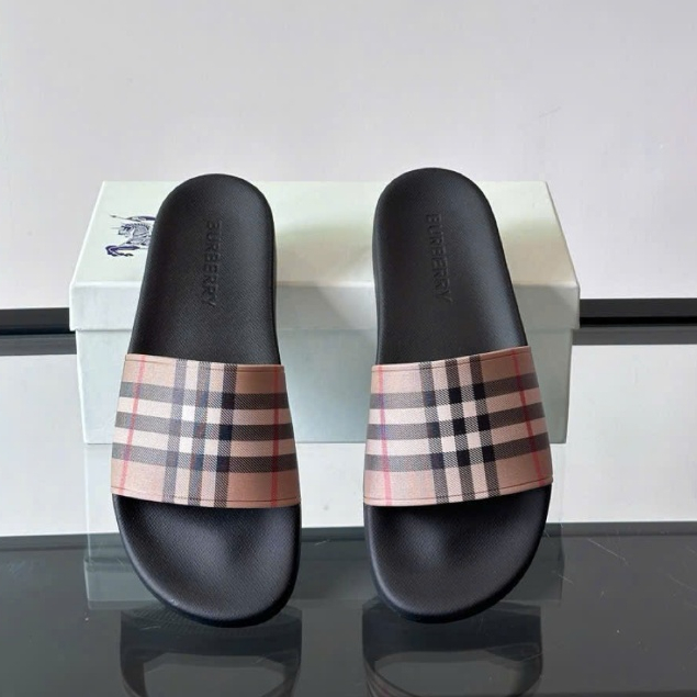 Dép nam nữ cao cấp full box bill, dép nam kẻ sọc quai ngang màu vàng đế đen in chữ bbr Cao cấp 2025