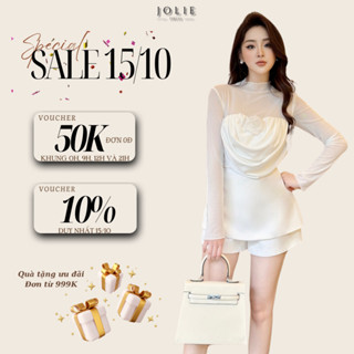 Set Đồ Nữ Tiểu Thư Sang Chảnh JOLIE Thiết Kế Áo Nhún Ngực Dài Tay Tôn Dáng Phối Quần Short 2 Màu Basic Dễ Mặc S821