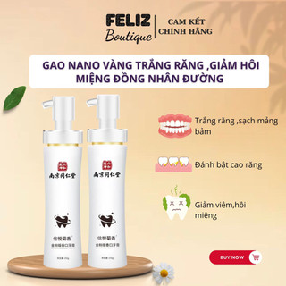 Gao Nano Vàng Đồng Nhân Đường Đánh Bật CaoRăng,Sạch Mảng Bám,Trắng Răng Giảm Mùi Hôi Miệng _Loại Bỏ Răng Ố Vàng 150gr