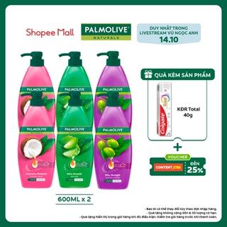 [Duy nhất Livestream 14.10] Bộ 2 Dầu gội Palmolive kèm kèm xả 2 trong 1 chiết xuất thiên nhiên 600ml