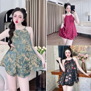 Bộ Lụa Yếm  Cao Cấp Nhà  Xavia Chất Lụa Latin Siêu Mềm Mát Không Nhăn Áo Quần Cộc Y1