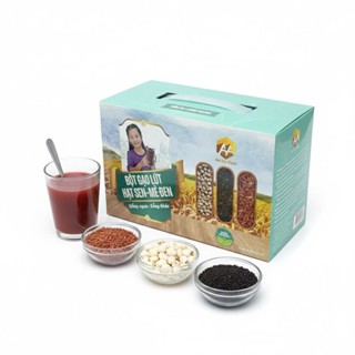 Bột Gạo Lứt Hạt Sen Mè Đen (1 hôp 400g/16 gói )  Hỗ Trợ , Xương Khớp, Giấc Ngủ, Không Đường - OCOP