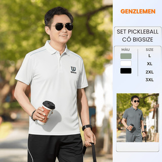 [CÓ BIGSIZE] Set bộ thể thao nam chơi tennis, pickleball GENZLEMEN vải cá sấu dệt kim, thấm mồ hôi, co giãn thoáng mát