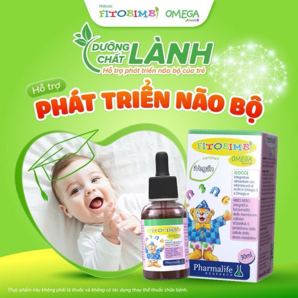 Siro Fitobimbi Omega Junior Gocce Pharmalife bổ sung acid béo không no Omega-3, Omega-6 (30ml)