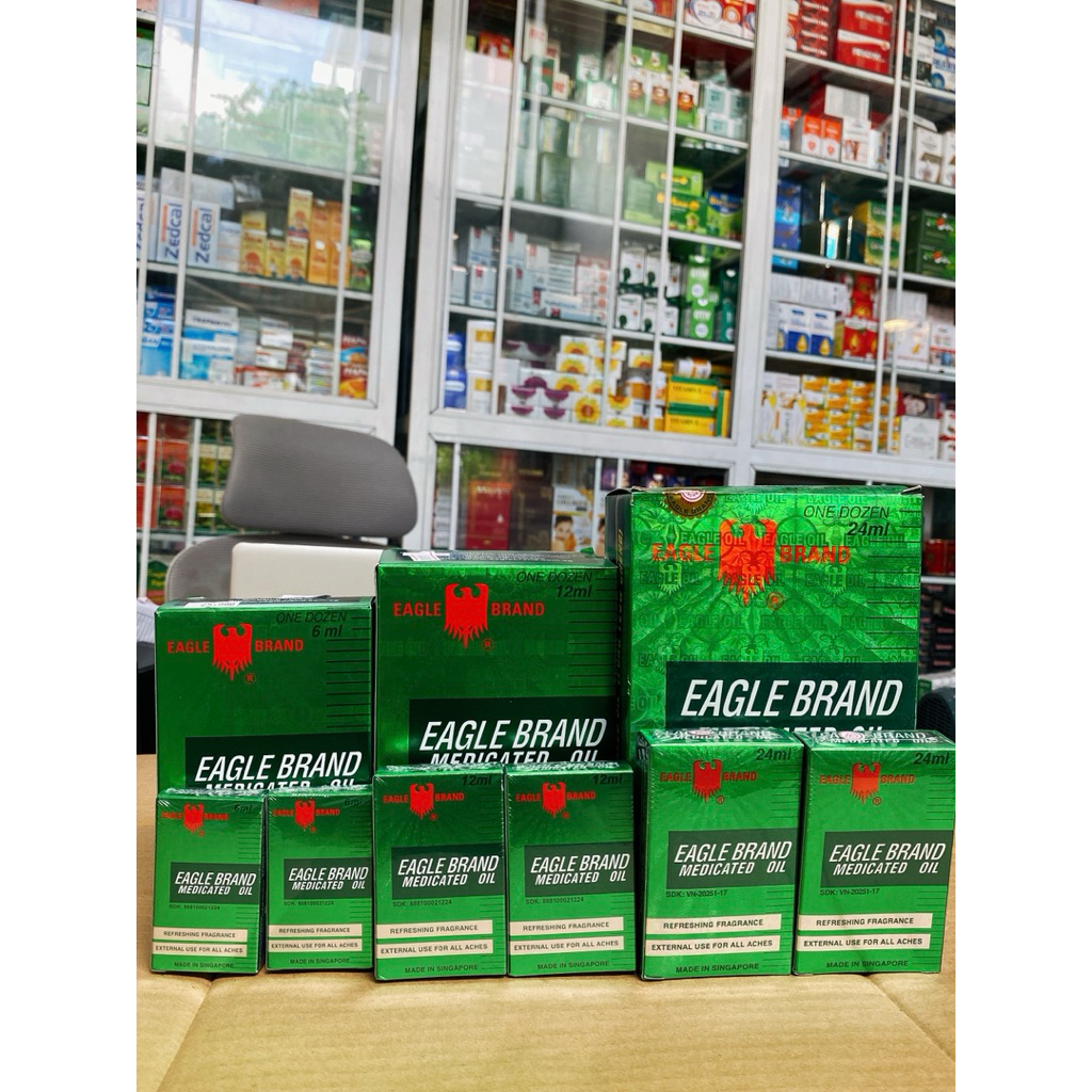 Dầu gió xanh Con Ó Eagle Brand Medicated Oil đủ size giảm nhức đầu, cảm cúm, đau 6ml, 12ml và 24ml c