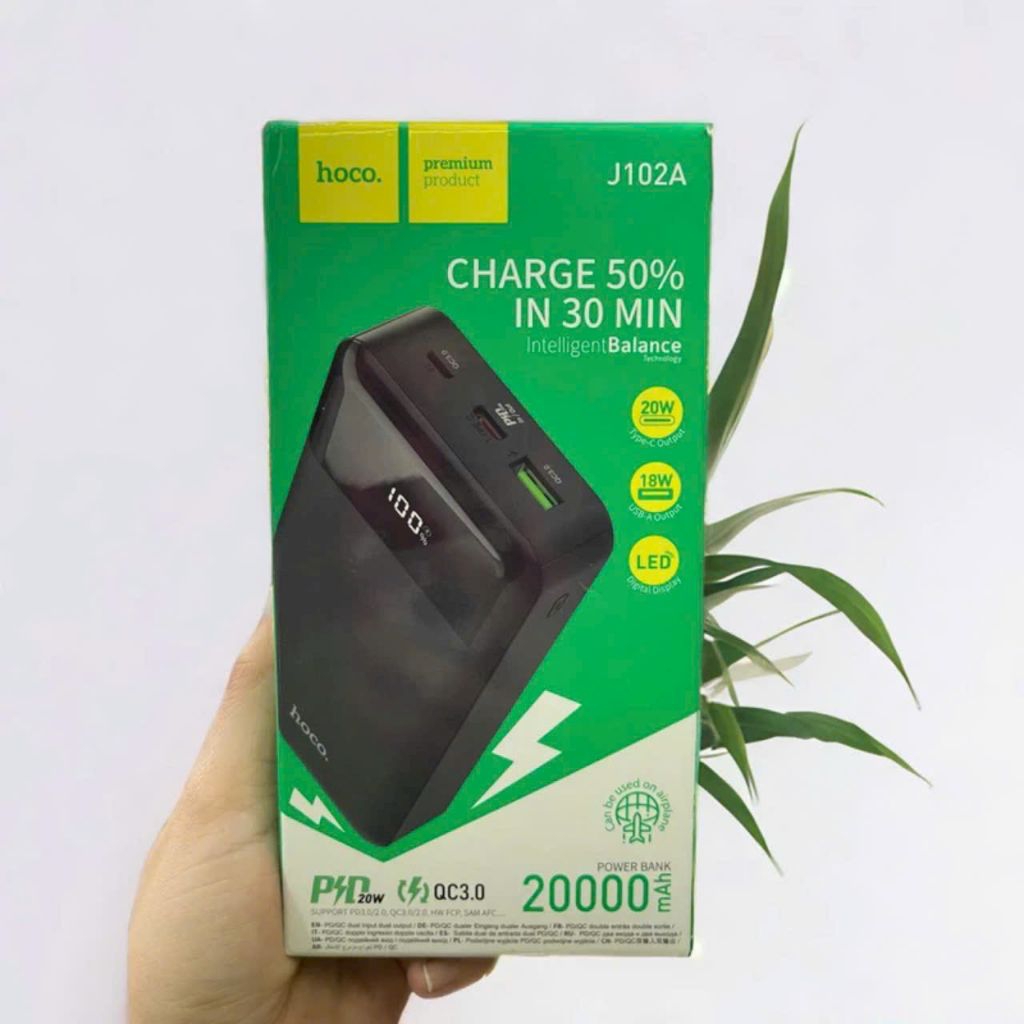 Sạc nhanh dự phòng J102A  dung lượng 20000 mah Sạc nhanh Power Bank