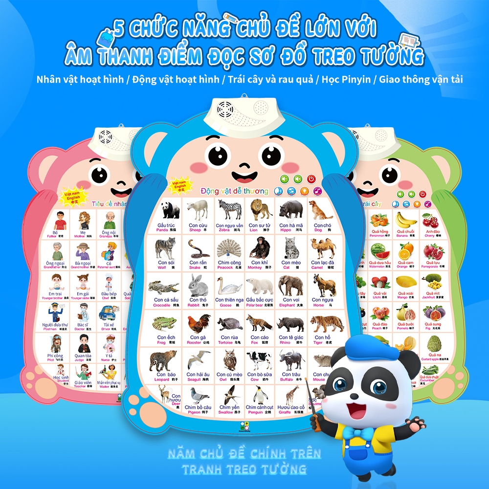 Đồ chơi treo tường ba ngôn ngữ phát âm thông minh học chữ đánh vần cho bé đồ chơi giáo dục sớm