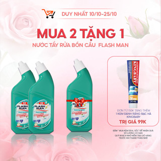 [MUA 2 TẶNG 1] Chai Tẩy Bồn Cầu FLASHMAN – Nước Tẩy Rửa Nhà Vệ Sinh - Diệt Khuẩn 99.9%- Trắng Sáng- Sạch Thơm, 500g/Chai