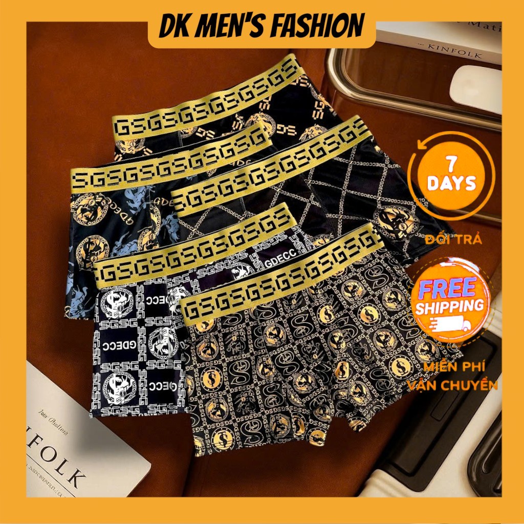 Combo 5 quần lót đùi nam HOÀNG GIA, quần sịp chất thun lạnh co giãn 4 chiều boxernam hàng loại 1