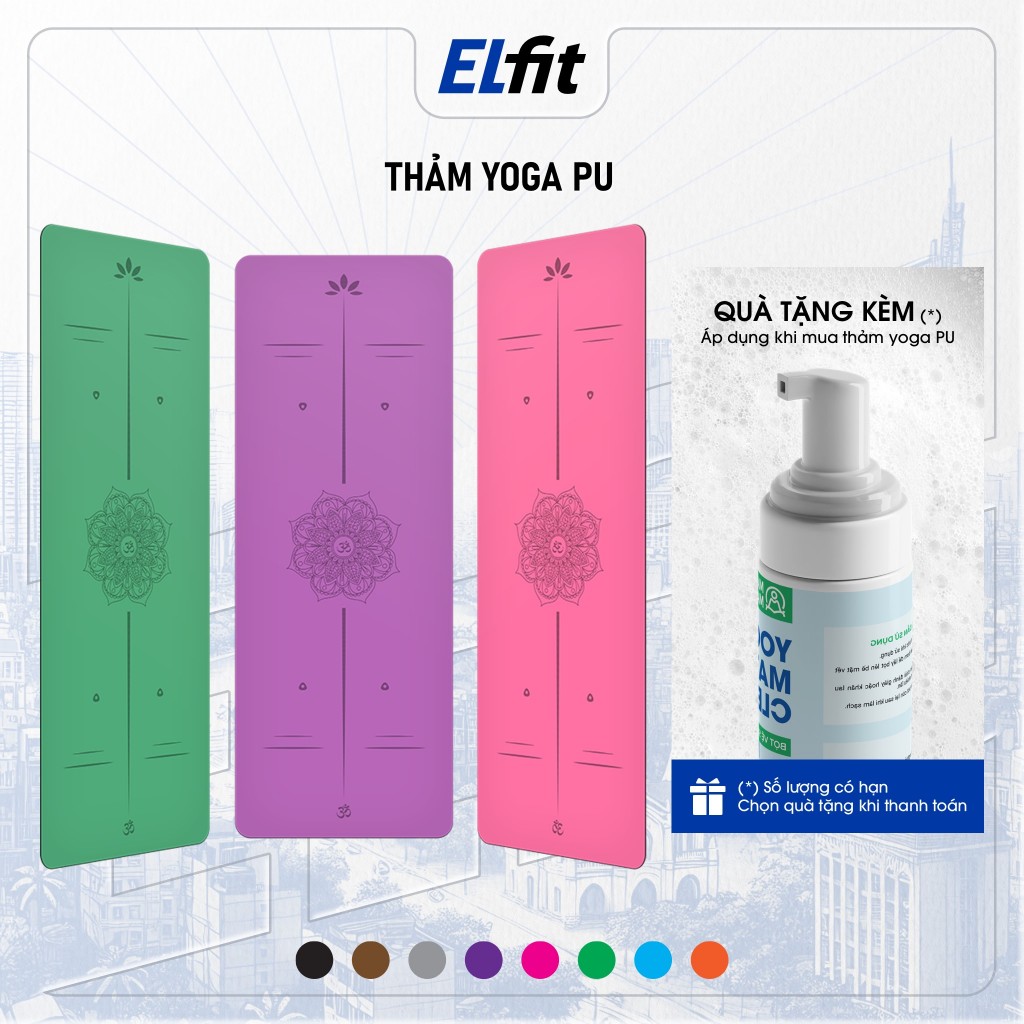 Thảm Tập Yoga Định Tuyến 4mm Cao Su PU Chống Trượt Tuyệt Đối - Bám Hút Tốt