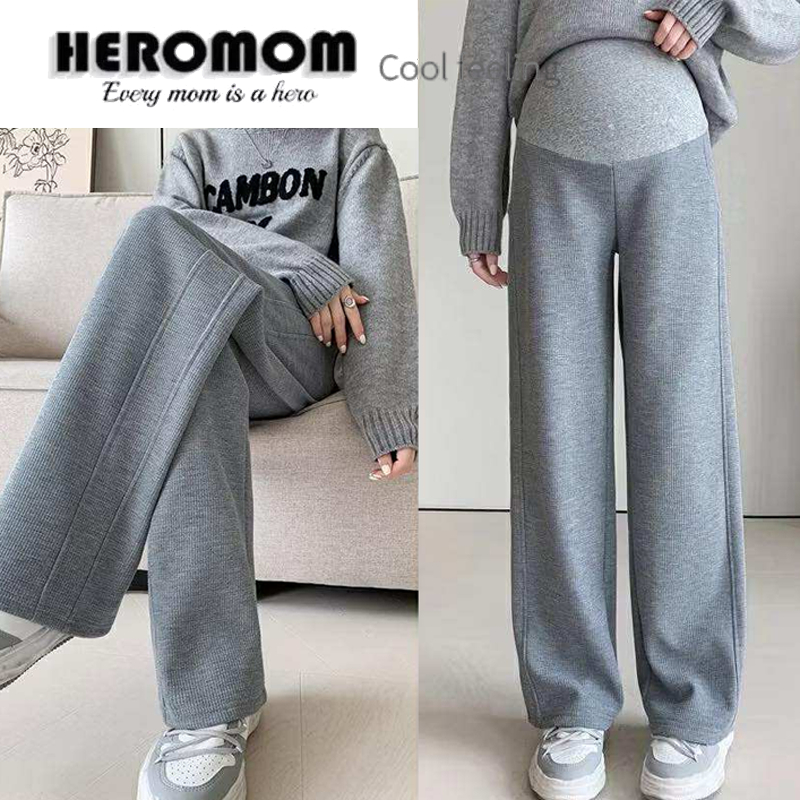 Quần bầu dài ống rộng dáng suông chất Nỉ thu đông công sở dày dặn có chun rút kéo chỉnh bụng HEROMOM