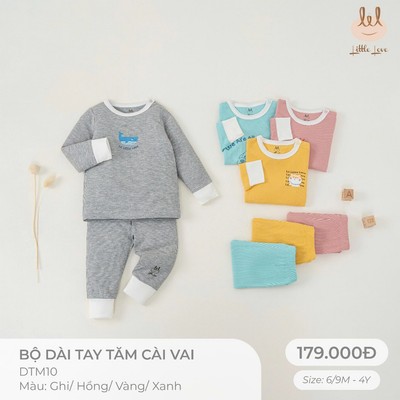 Bộ dài tay tăm cài vai dành cho bé LIl LITTLE LOVE (DTM10)