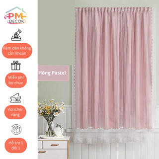  keo tặng kèm Rèm cửa sổ 2in1 treo + dán Trơn 2 lớp trang trí 
