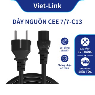 Dây Nguồn Máy Tính CEE7/7-C13 VIET-LINK FP076 H05VVF 0.75mm2 3C OD6.7 màu đen | BH 12T chuẩn Châu Âu