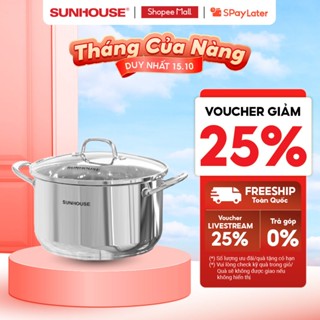 Nồi Inox 3 đáy Sunhouse SHG301 - 16/20/24/28cm - Dùng cho mọi loại bếp - Đáy 3 lớp - Hàng chính hãng