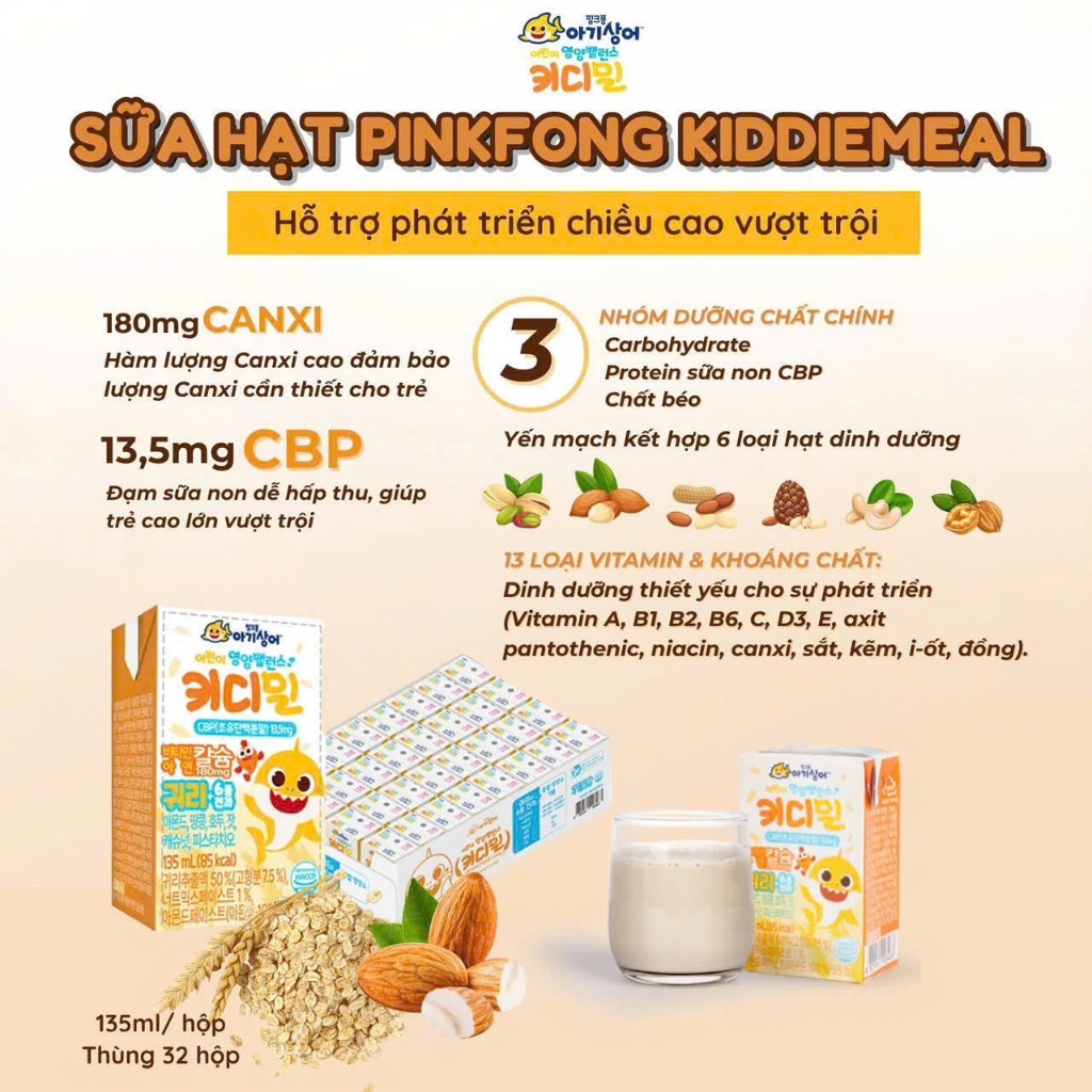 Sữa Hạt Kiddiemeal Pinkfong Hàn Quốc Cho Bé Từ 1 Tuổi
