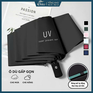Ô gấp gọn tự động nhỏ gọn 16 nan 8 nan đôi, chất liệu Polyester chống nước chống tia UV - Ekiu Shop