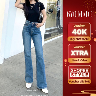 Quần Jean nữ ống loe nhẹ GYOMADE® lưng cao tôn dáng, đứng form phong cách trẻ trung | GQ013B