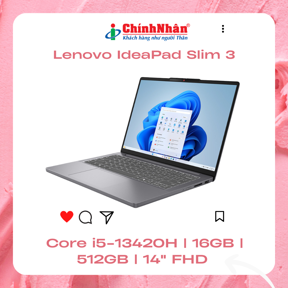 Laptop Lenovo IdeaPad Slim 3 14IRH10 / i5-13420H / 16GB / 512GB SSD / 14" WUXGA / Win 11 / Xám